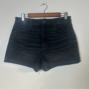 American Eagle Outfitters Black Jean Shorts High-Waisted Frayed Hem